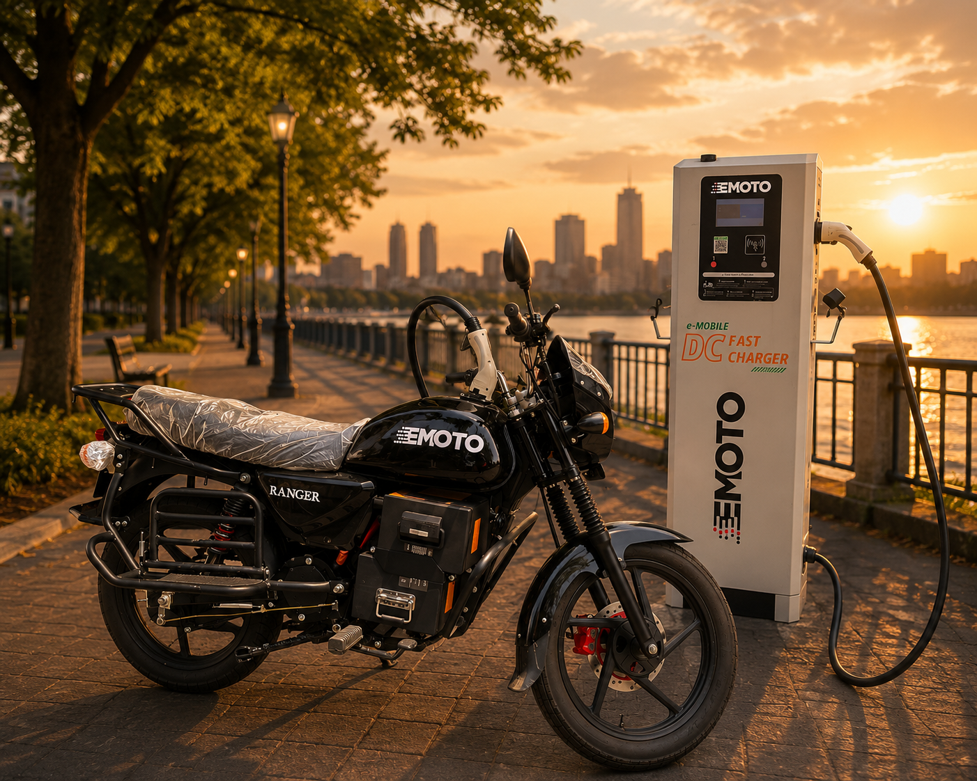 EMoto Ranger at a charging station